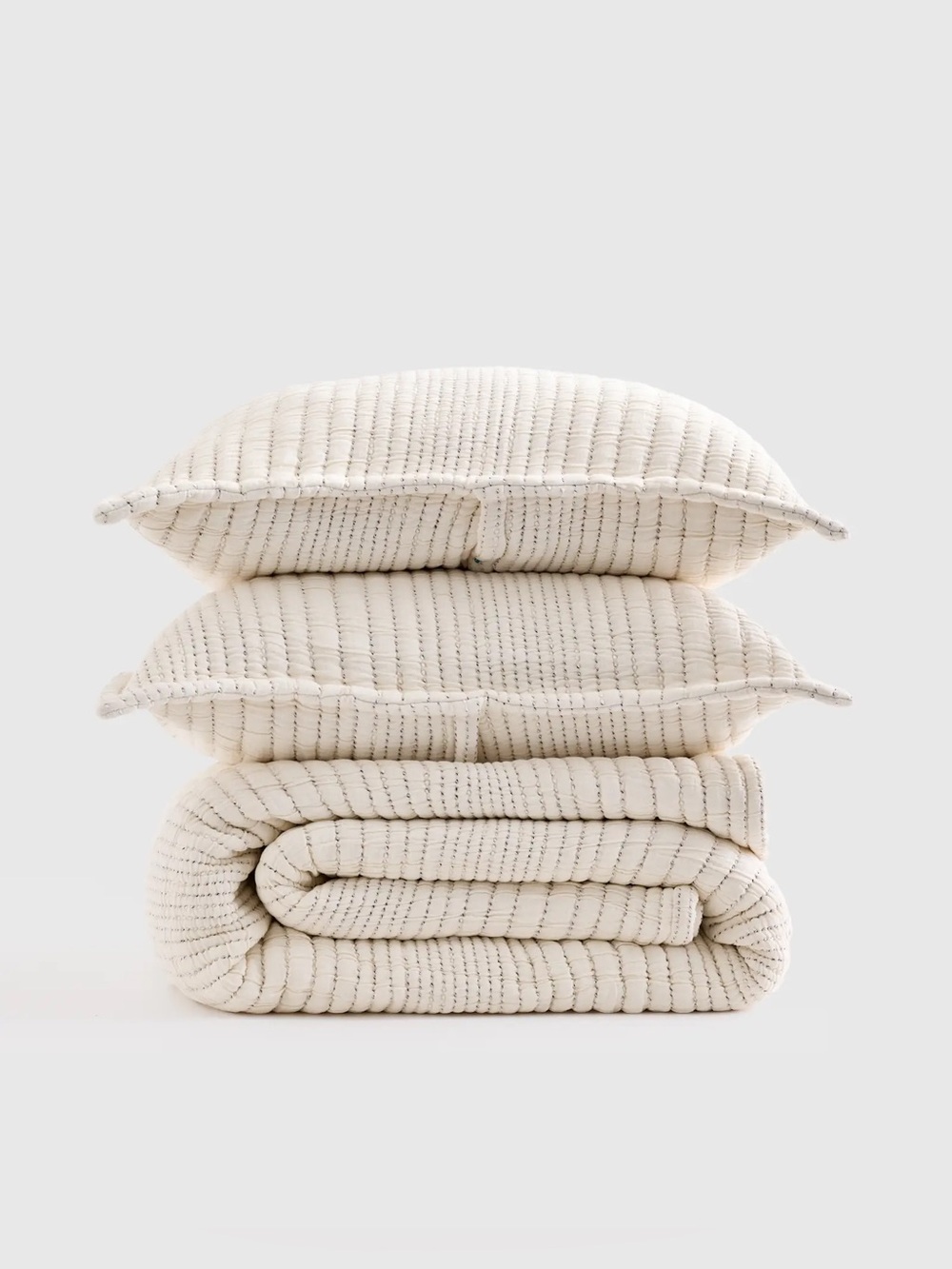 New Quince Organic Cotton Channel Stitch Coverlet Full/Queen Color Undyed
